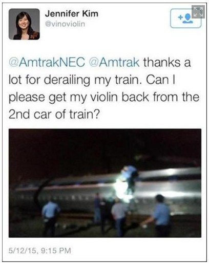 jennifer kim amtrak violin train derailment twitter image